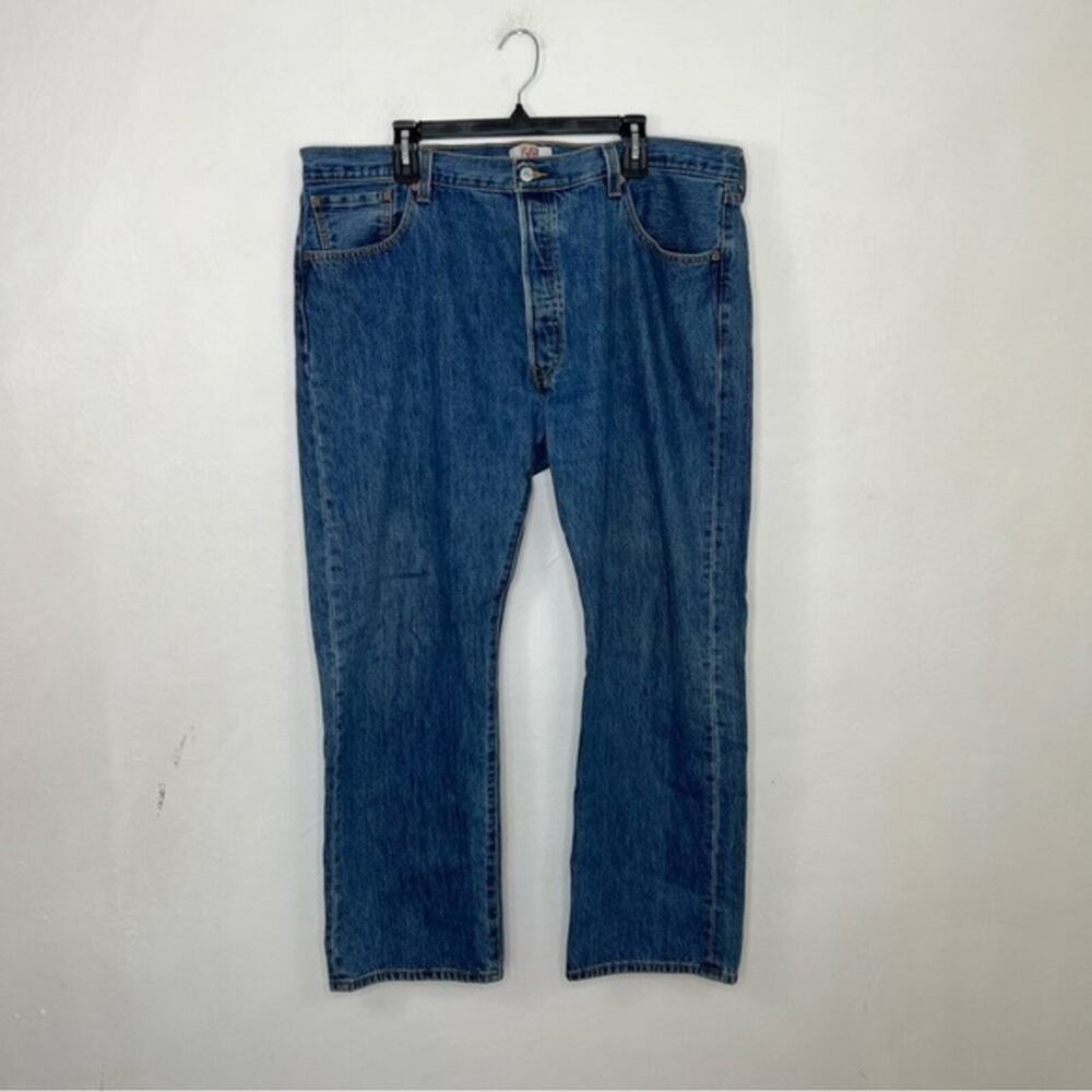 Levi's 501 Straight Leg 100% Cotton Denim Blue Jeans Button Fly Label Size 42X32